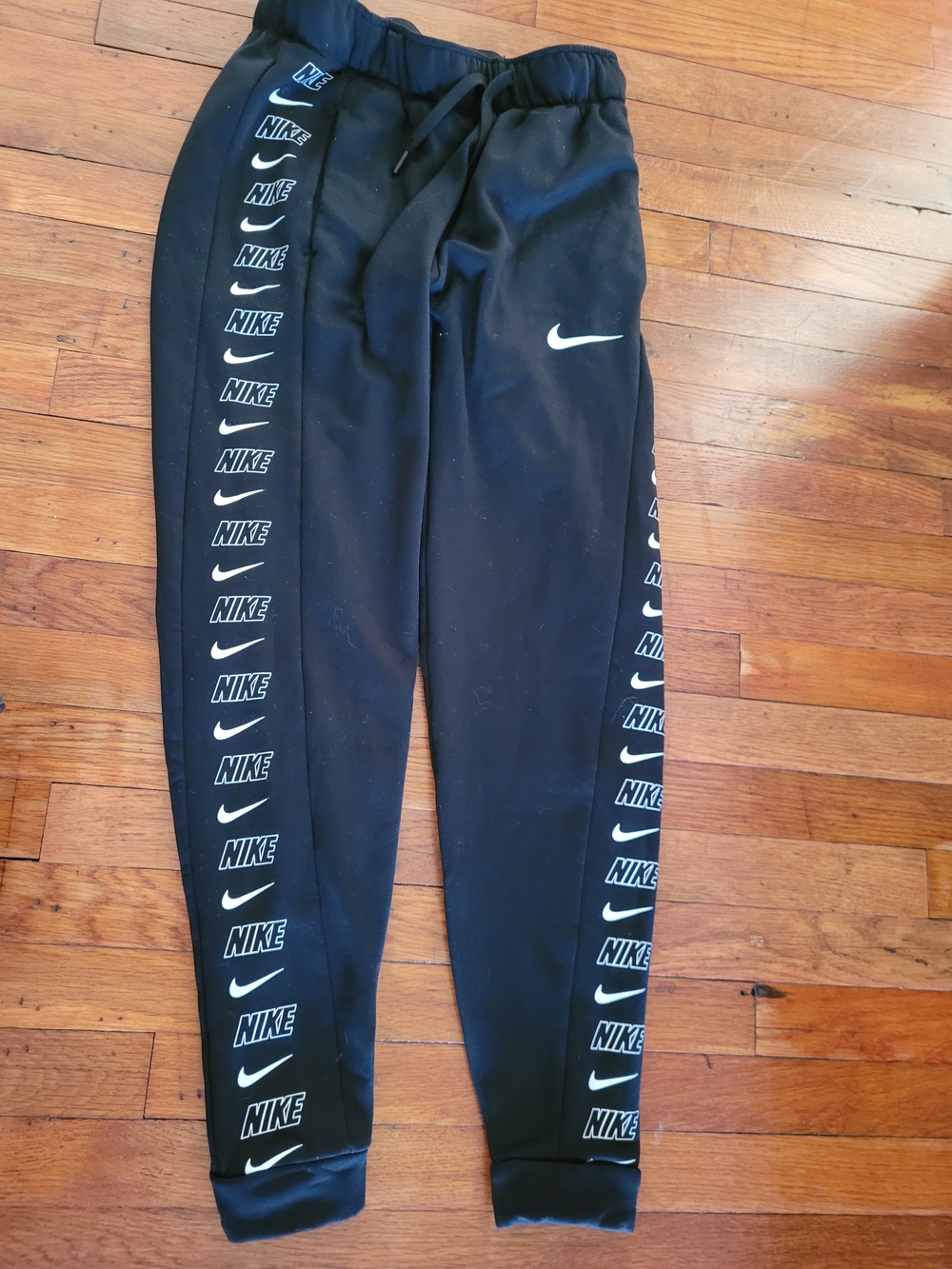 Nike XS Black Jogger Pants with White Logo Tape
